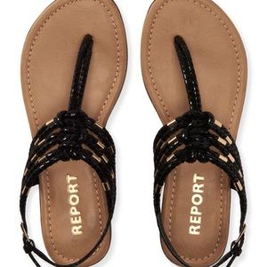 black & gold sandals | report